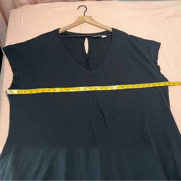 Zim & Zoe Black 100% Cotton V Neck Lounge Dress Pockets Keyhole‎ Lagenlook - Picture 15 of 15